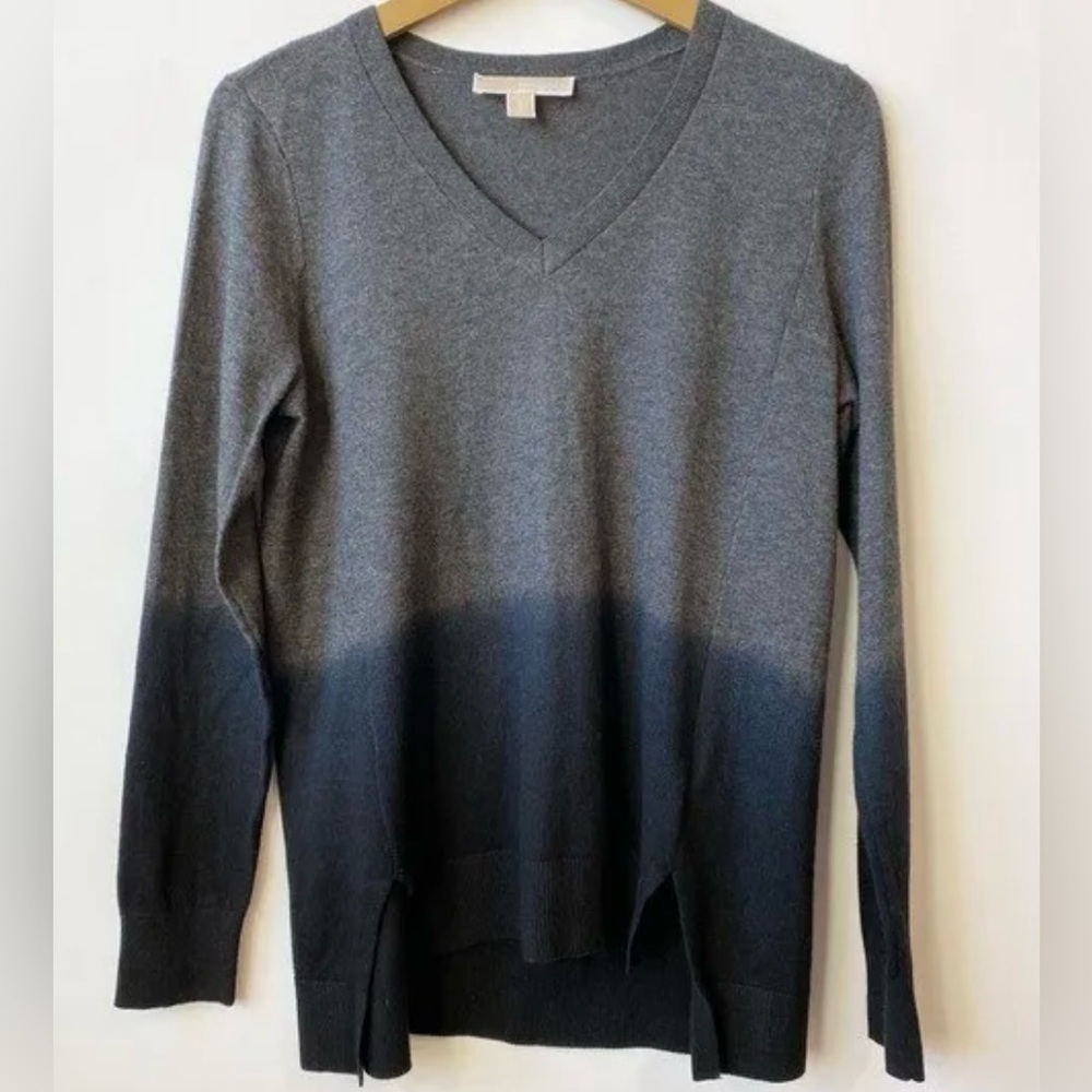 Michael Kors Womens Medium Ombré Two-Toned Faded V-‎ Neck Gray Sweater Workwear